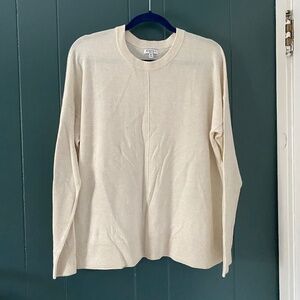 Long-Sleeve Crew-Neck Pullover Cream